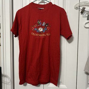 Regensburg Germany T Shirt Embroidered Red Souvenir TAGO Size Medium